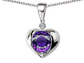 Star K Round 7mm Simulated Amethyst Heart Pendant Necklace