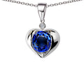 Star K Round 7mm Created Sapphire Heart Pendant Necklace