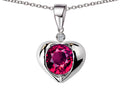 Star K Round 7mm Created Ruby Heart Pendant Necklace