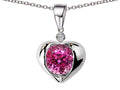 Star K Round 7mm Created Pink Sapphire Heart Pendant Necklace