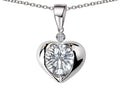 Star K Round 7mm White Topaz Heart Pendant Necklace