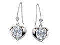 Star K Round 6mm White Topaz Heart Hook Earrings