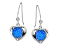 Star K Round 6mm Blue Created Opal Heart Hook Earrings