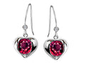 Star K Round 6mm Created Ruby Heart Hook Earrings