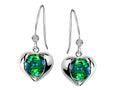 Star K Round 6mm Simulated Emerald Heart Hook Earrings