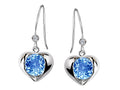 Star K Round 6mm Simulated Blue Topaz Heart Hook Earrings