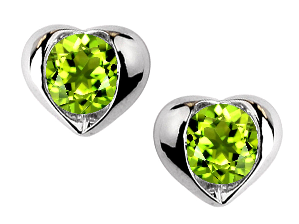 Star K Round 6mm Simulated Peridot Heart Earrings