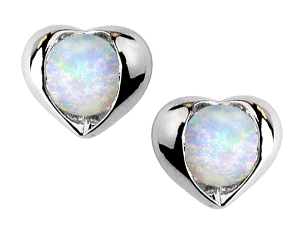 Star K Round 6mm Created Opal Heart Earrings
