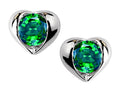 Star K Round 6mm Simulated Emerald Heart Earrings