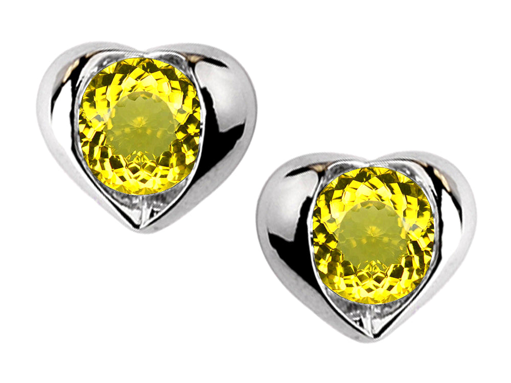 Star K Round 6mm Simulated Citrine Heart Earrings
