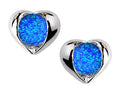 Star K Round 6mm Blue Created Opal Heart Earrings