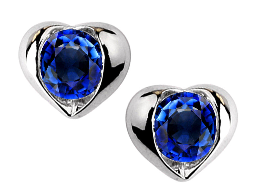 Star K Round 6mm Created Sapphire Heart Earrings