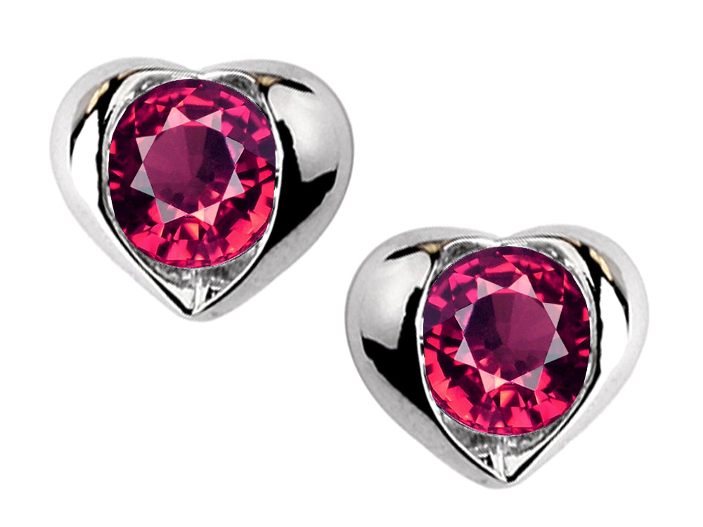 Star K Round 6mm Created Ruby Heart Earrings