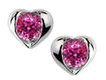 Star K Round 6mm Created Pink Sapphire Heart Earrings