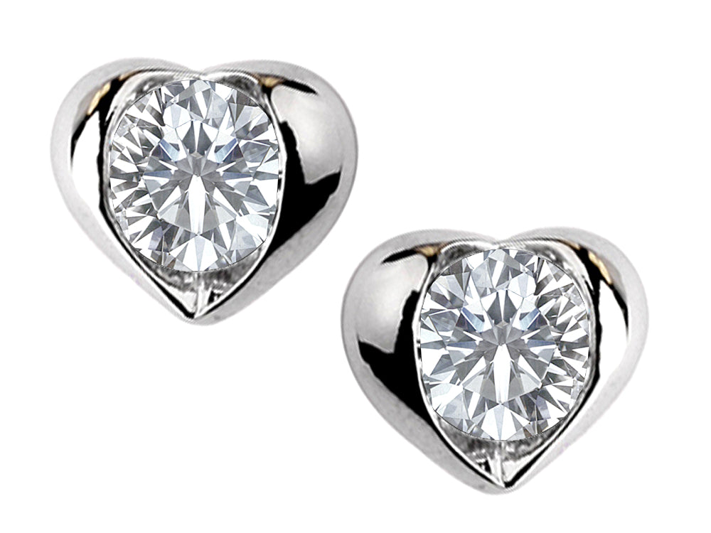 Star K Round 6mm White Topaz Heart Earrings