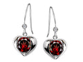 Star K Round 6mm Simulated Garnet Heart Hook Earrings
