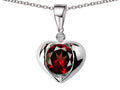 Star K Round 7mm Simulated Garnet Heart Pendant Necklace