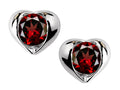 Star K Round 6mm Simulated Garnet Heart Earrings