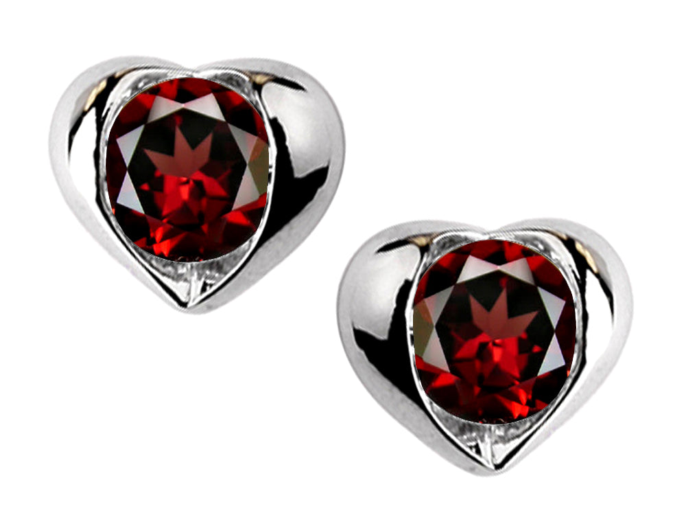 Star K Round 6mm Simulated Garnet Heart Earrings