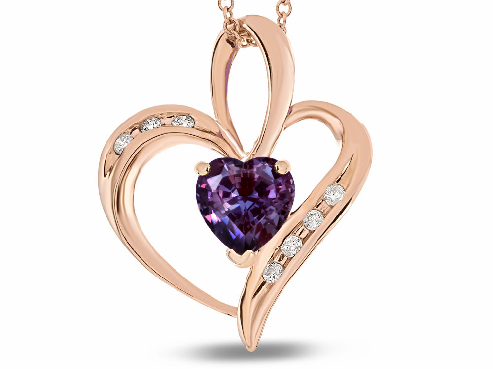 Star K Heart Shape 6mm Simulated Alexandrite Pendant Necklace