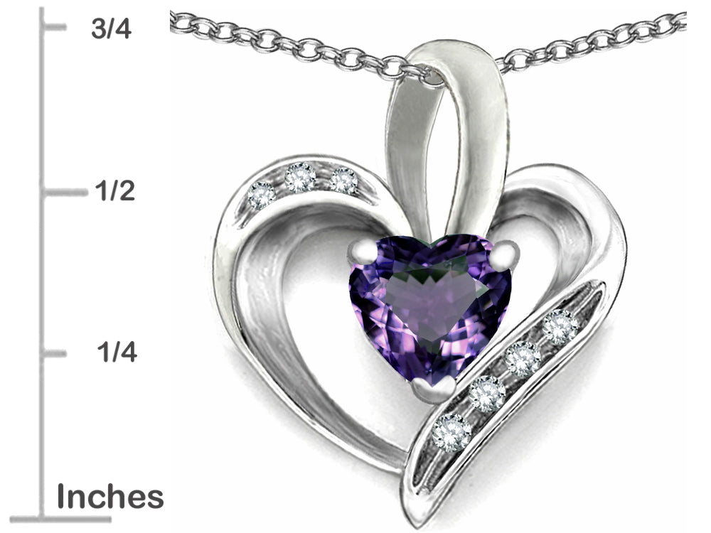 Star K Heart Shape 6mm Simulated Alexandrite Pendant Necklace