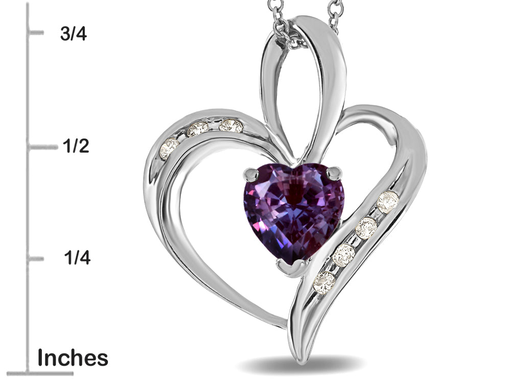Star K Heart Shape 6mm Simulated Alexandrite Pendant Necklace