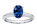 Tommaso Design Oval 8x6mm Created Blue Sapphire Solitaire Engagement Ring