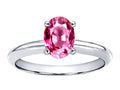 Tommaso Design Oval 8x6mm Created Pink Sapphire Solitaire Engagement Ring