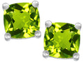 Star K Cushion-Cut 7mm Simulated Peridot Earrings Studs