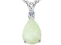 Star K Large 14x10mm Pear Shape Created Opal Pendant Necklace