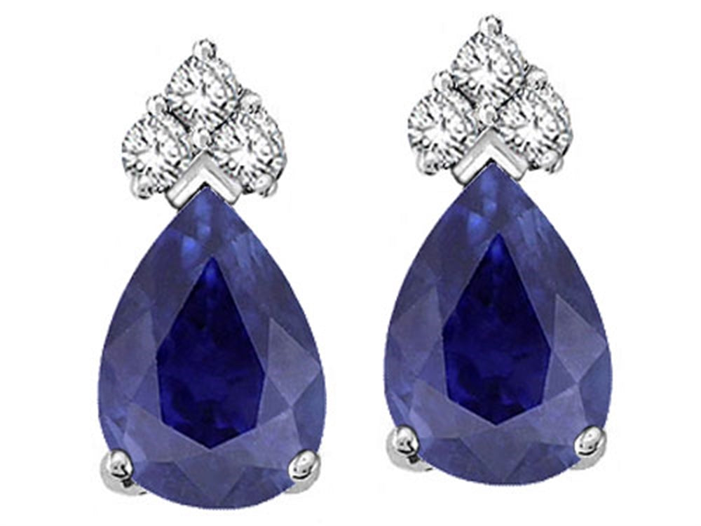 Tommaso Design Pear Shape 8x6mm Genuine Sapphire Earrings