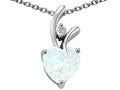 Star K 8mm Heart Shape Simulated Opal Pendant Necklace