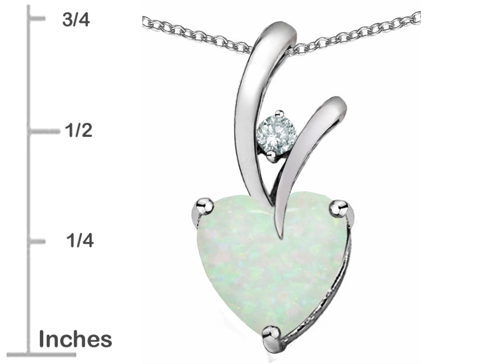 Star K 8mm Heart Shape White Created Opal and Cubic Zirconia Endless Love Pendant Necklace