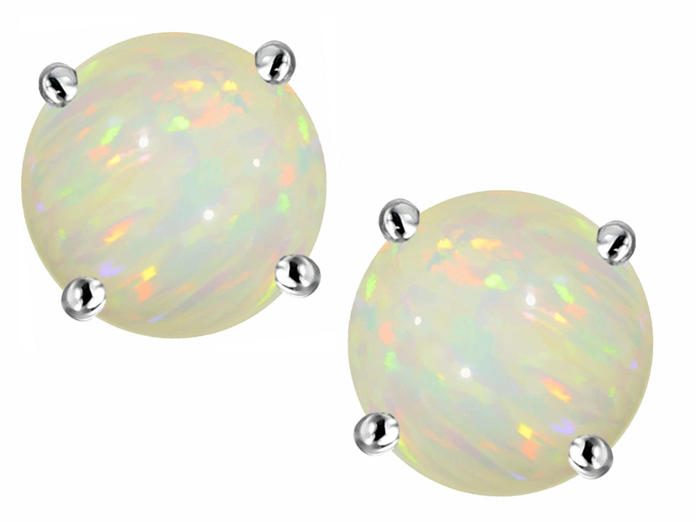Star K Round 7mm Created Opal Earrings Studs