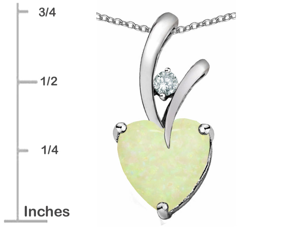 Star K 8mm Heart Shape Simulated Opal Endless Love Pendant Necklace