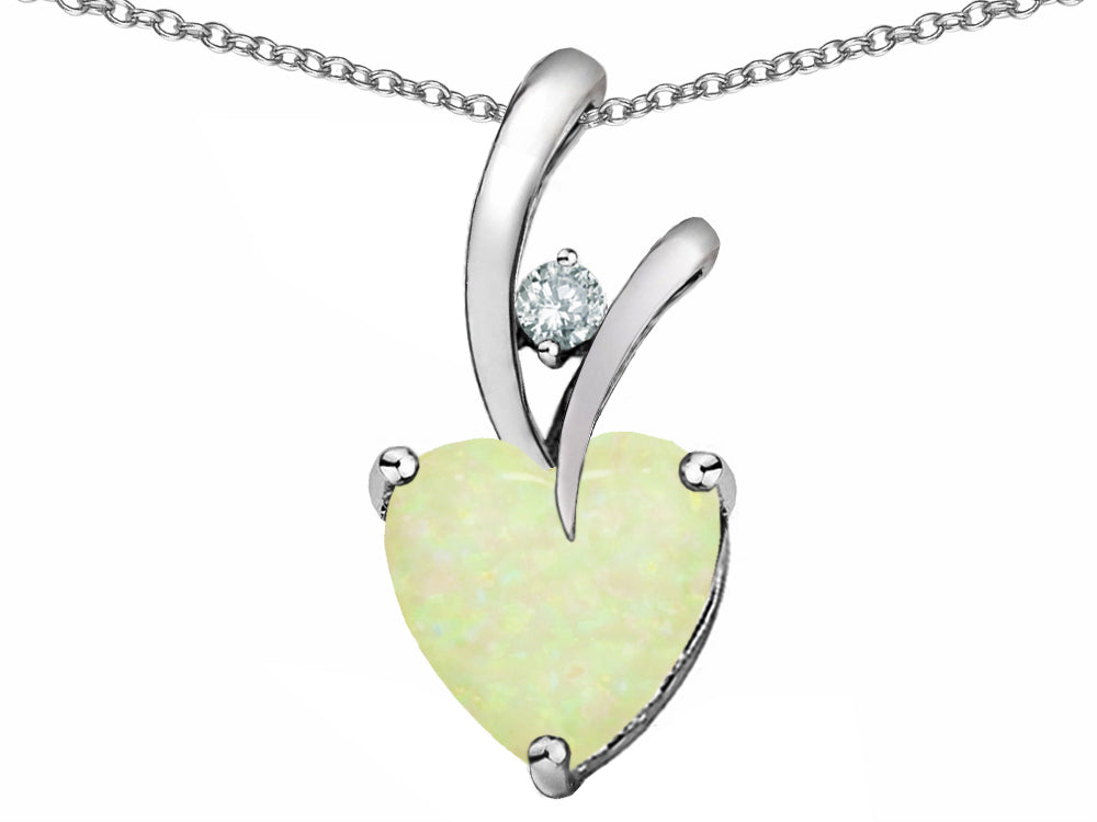 Star K 8mm Heart Shape Simulated Opal Endless Love Pendant Necklace