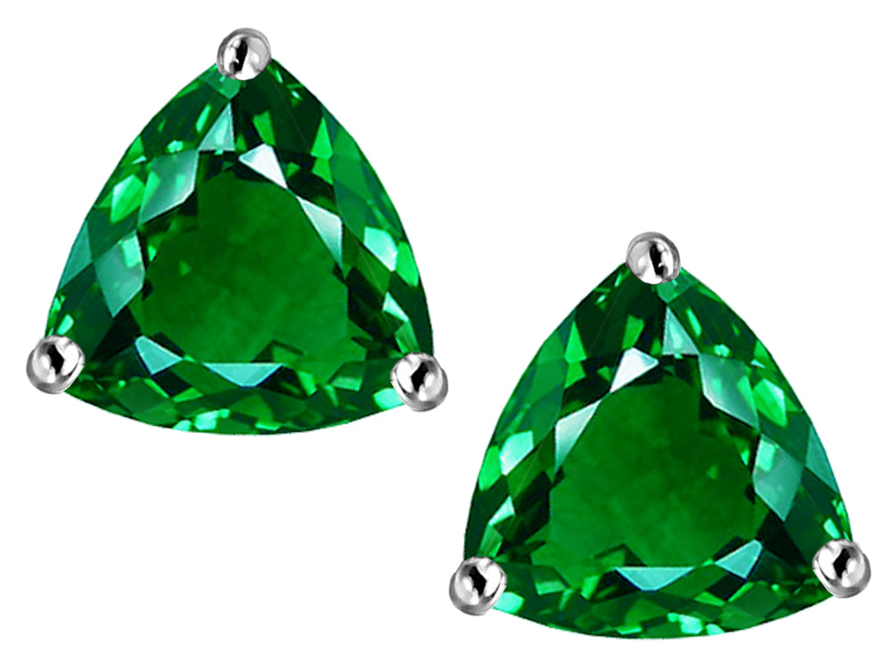 Star K Trillion 7mm Simulated Emerald Earrings Studs