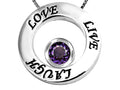 Star K Live/Love/Laugh Circle of Life Pendant Necklace with Birth Month Round Simulated Alexandrite