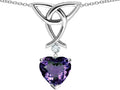 Star K Love Knot Pendant Necklace with 8mm Heart Shape Simulated Alexandrite