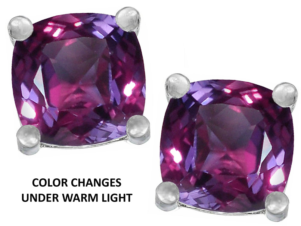 Star K Cushion-Cut 7mm Simulated Alexandrite Earrings Studs
