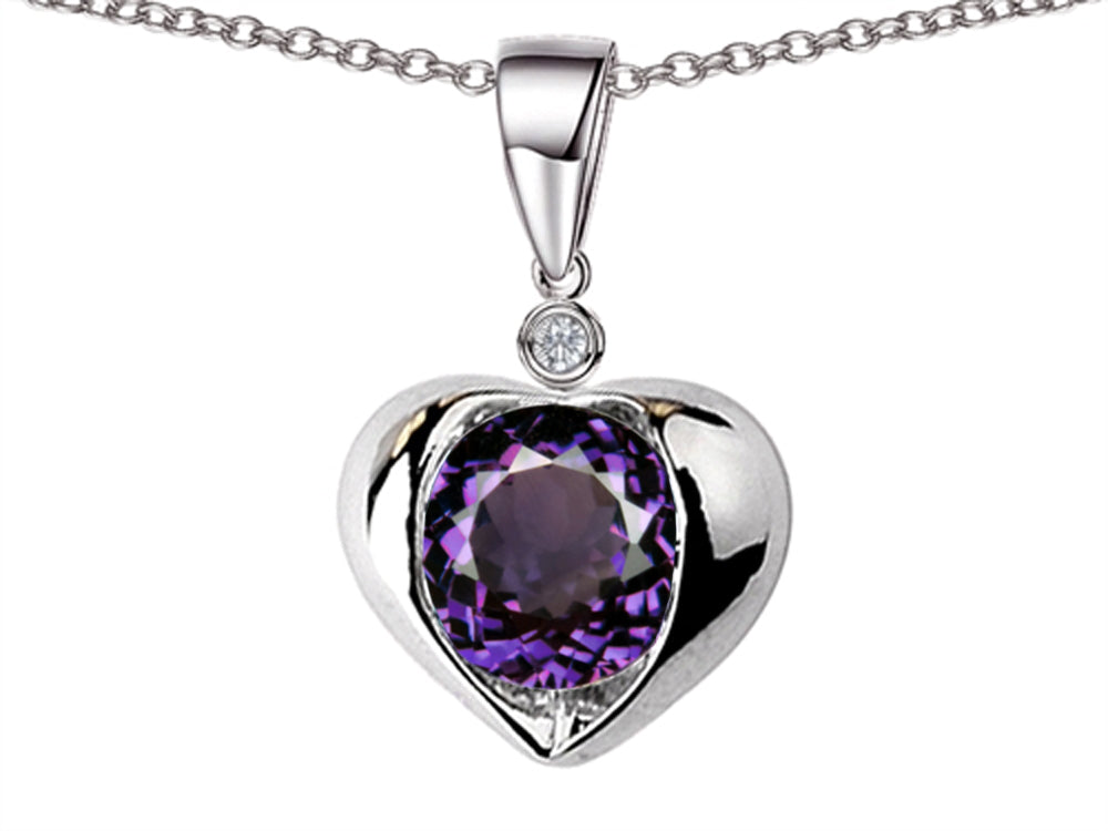 Star K Round 7mm Simulated Alexandrite Heart Pendant Necklace
