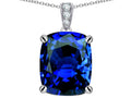 Star K Large 12x10mm Cushion-Cut Simulated Sapphire Pendant Necklace