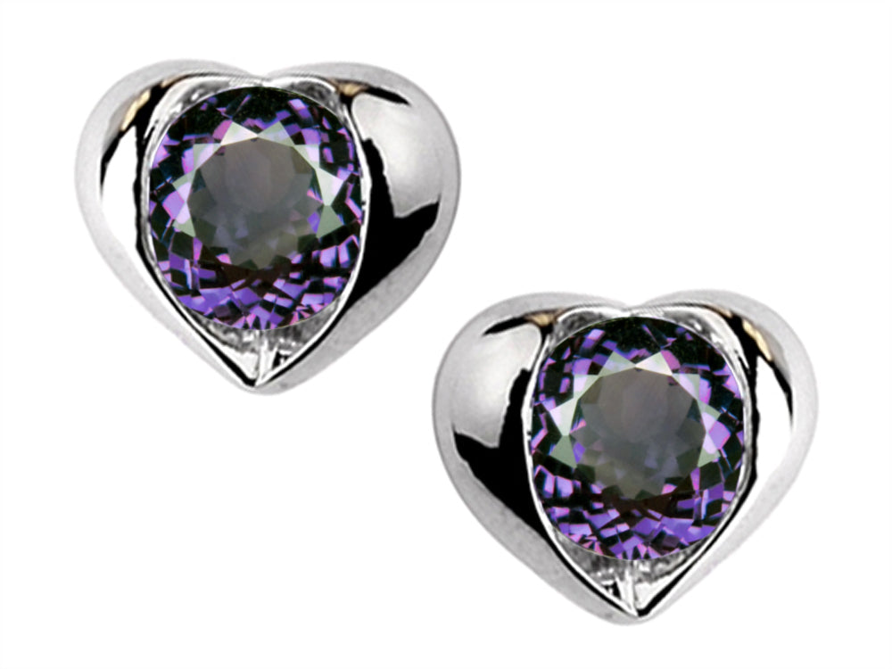 Star K Round 6mm Simulated Alexandrite Heart Earrings