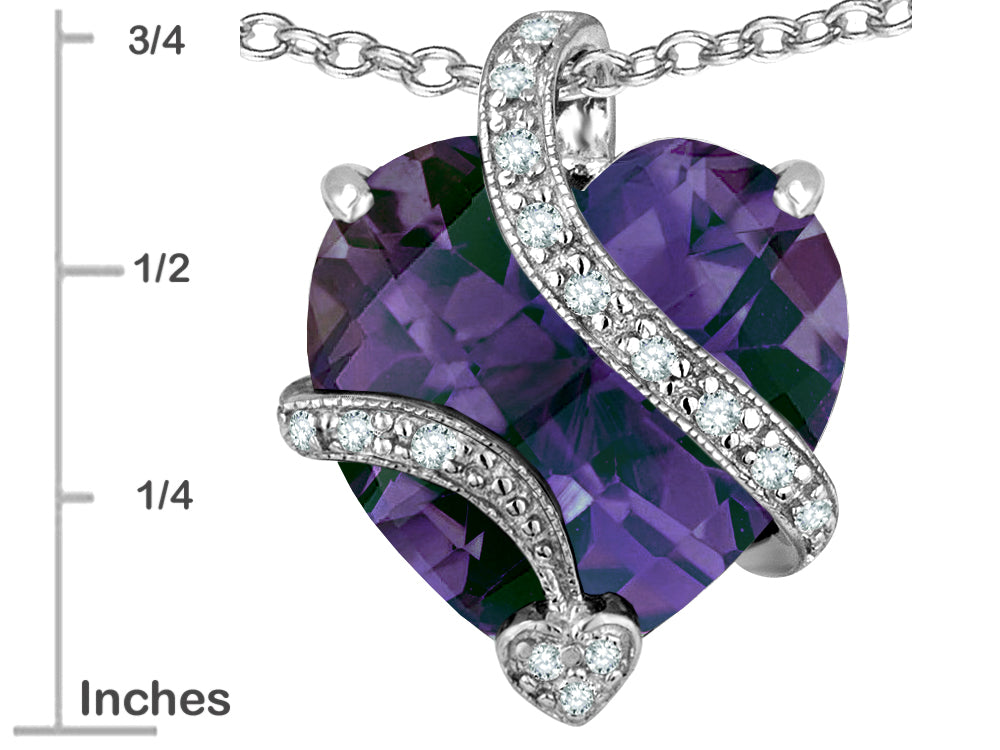 Star K Large 15mm Heart Shape Simulated Alexandrite Love Pendant Necklace
