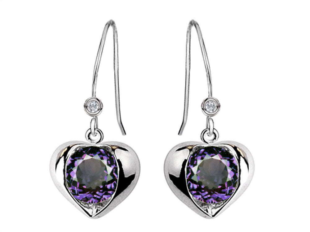 Star K Round 6mm Simulated Alexandrite Heart Hook Earrings