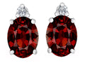 Star K 8x6mm Oval Simulated Garnet Earrings Studs