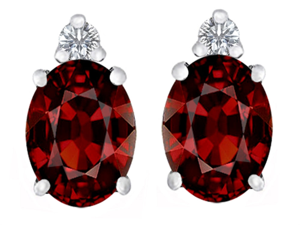 Star K 8x6mm Oval Simulated Garnet Earrings Studs