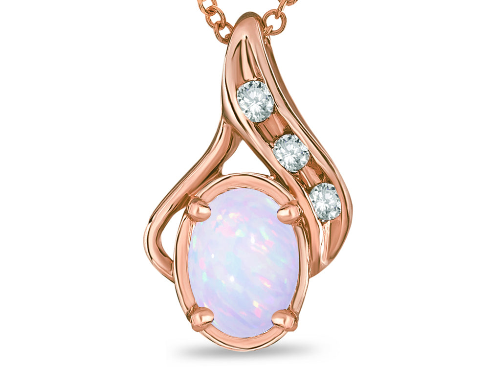 Star K Oval 7x5mm Genuine Opal Pendant Necklace