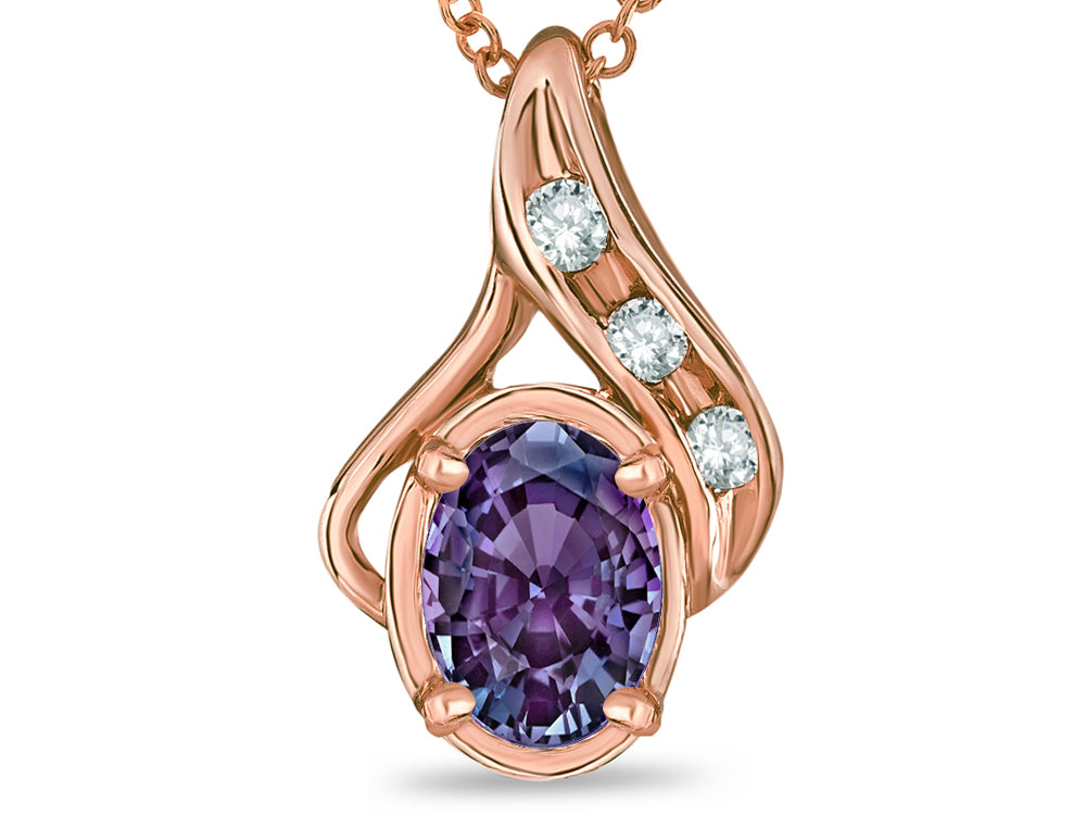 Star K Oval 7x5mm Simulated Alexandrite Pendant Necklace