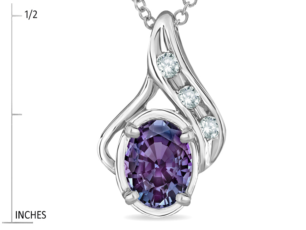 Star K Oval 7x5mm Simulated Alexandrite Pendant Necklace